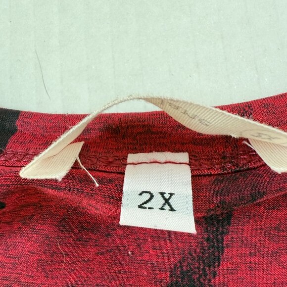 Jess & Jane 2X Tunic Top Red Black Abstract Paint Splatter Long Sleeve - Picture 4 of 9